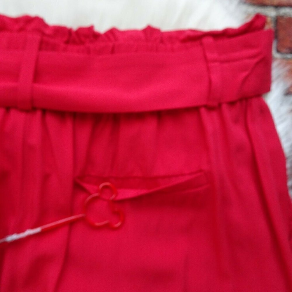 J. Crew Women's Paperbag Shorts Red Tie Waist Sash Pull-On Fashion Chic Size M - Picture 9 of 13